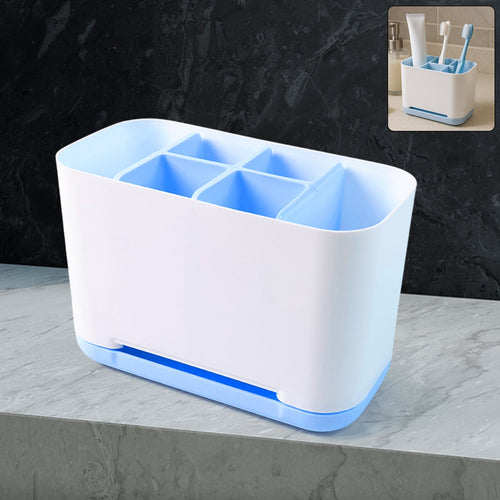 6 Compartment Multi Purpose Organizer Toothbrush Holder Stand Plastic Caddy (1 Pc)