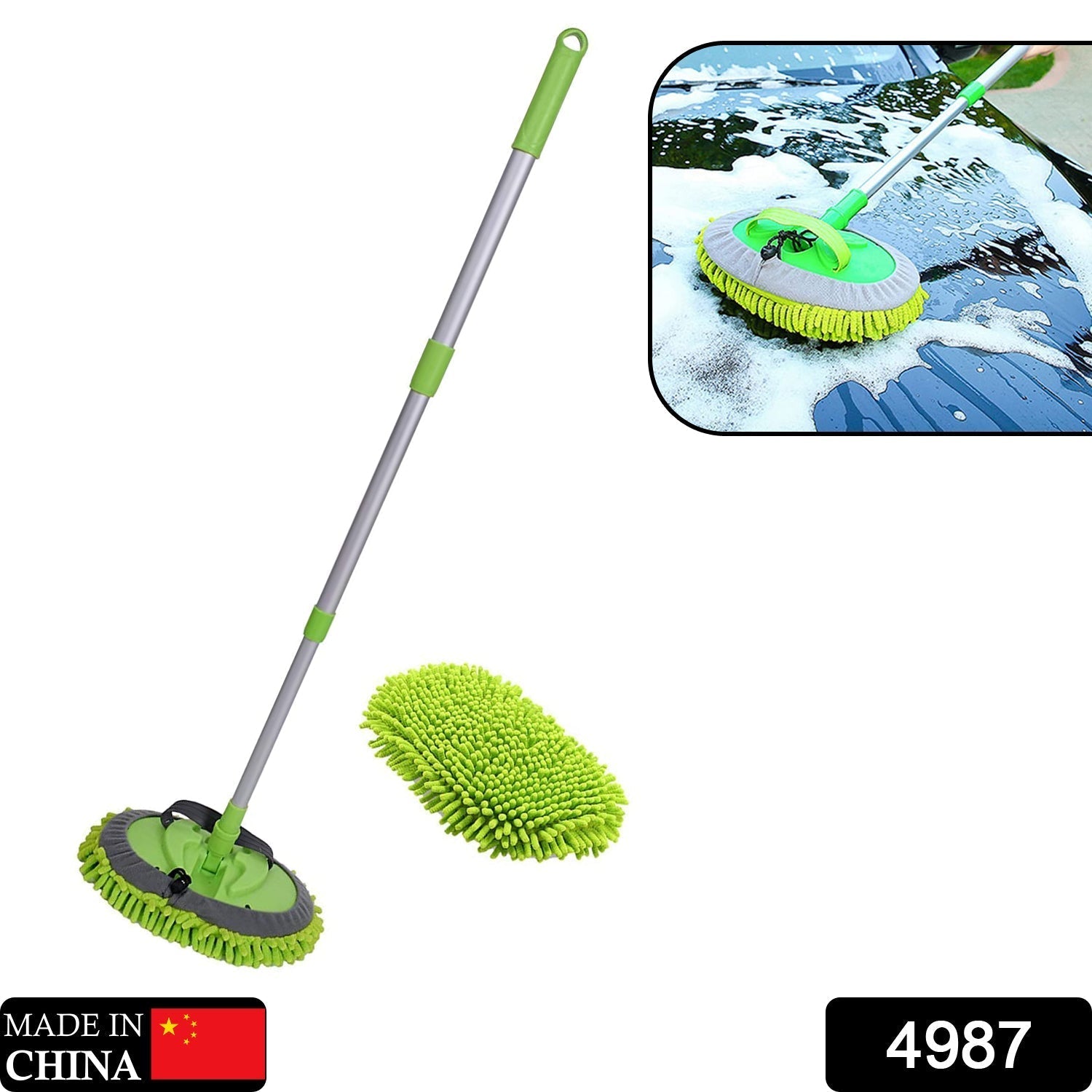 Extendable microfiber brush for car cleaning