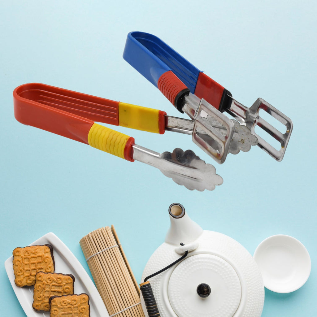 Stainless Steel Multipurpose Utility Tong / Serving Food Tongs  (2 Pcs Set)