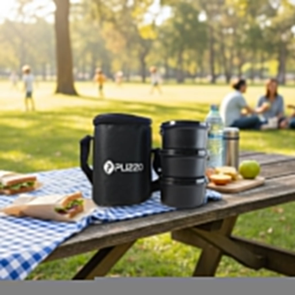 Insulated Stainless Steel Tiffin Lunch Box Set with Carry Bag (1 Set)
