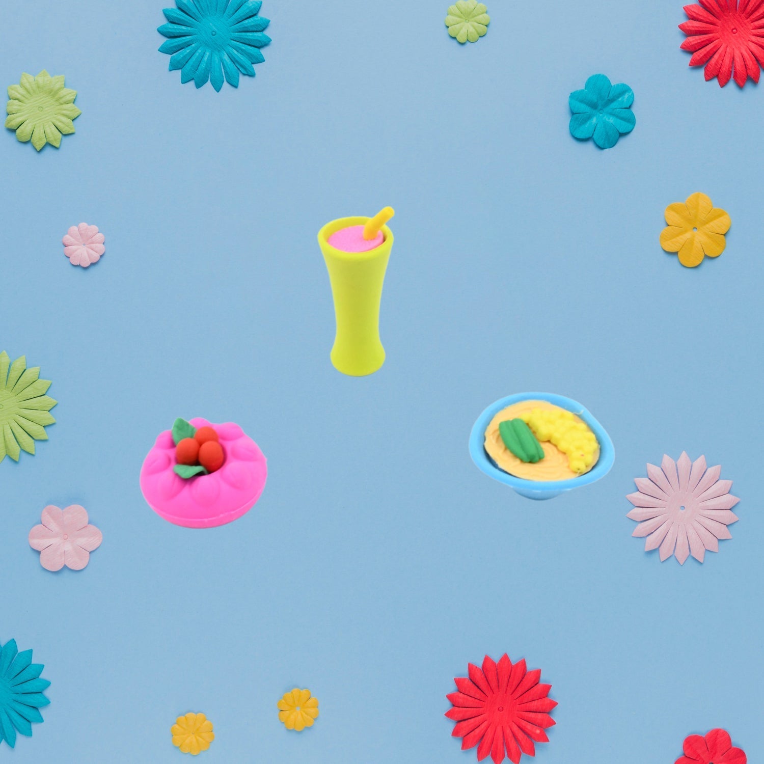 3D Mix Design Fancy & Stylish Colorful Erasers (1 Set)