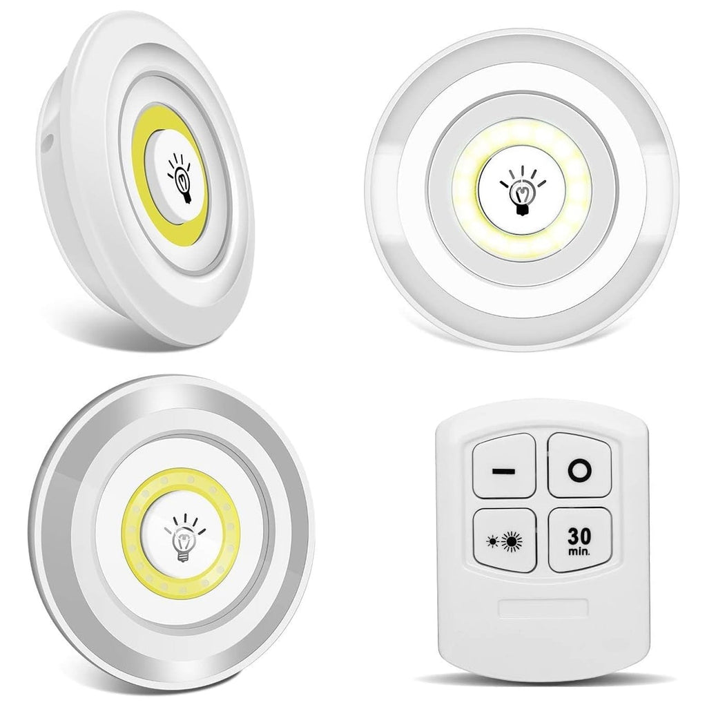 LED Light Under Closet Battery Powered Closet Wall Lamp with Remote, Set of 3