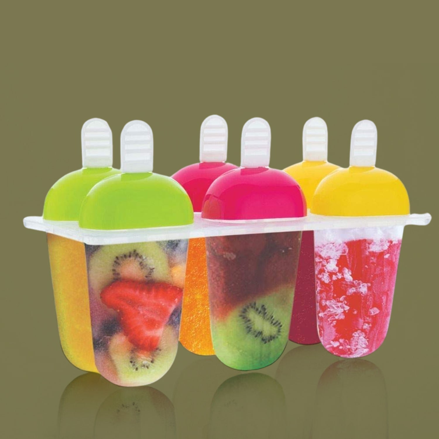 6 Pcs Multicolor Polypropylene Ice Mold, Kulfi Maker / Stick / Cream / Assorted