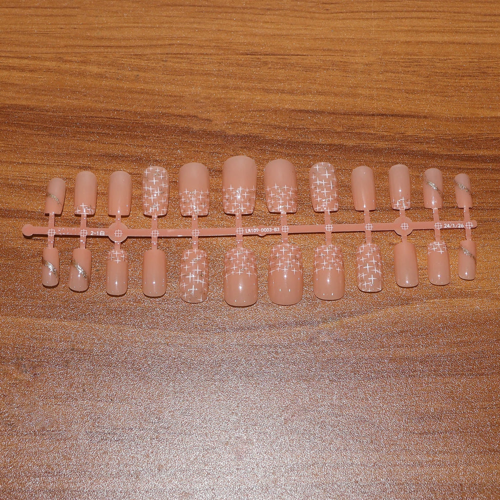 Elegant Nude Glossy Artificial Nail Tips fake nails (24 Pc Set)