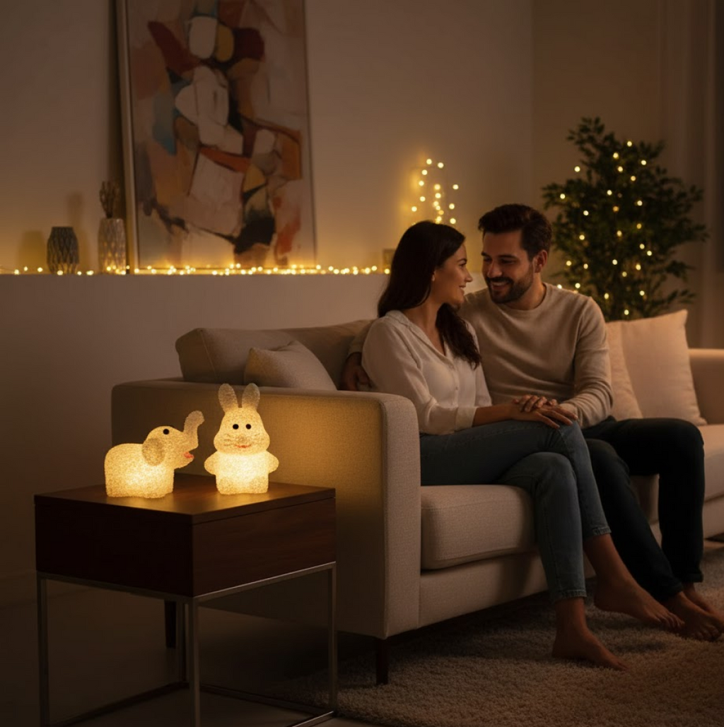 Christmas MULTI SHAPE SMALL LIGHT LAMPS LED SHAPE CRYSTAL  CHRISTMAS NIGHT LIGHT LAMP (6 PC SET)