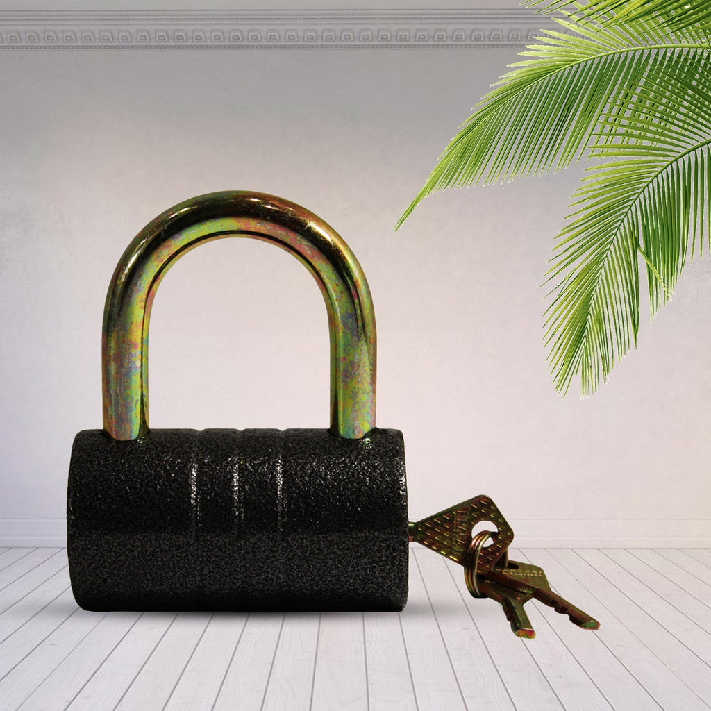 Heavy-Duty Iron Padlock – 82mm Black with Brass Core & 5 Keys, Waterproof