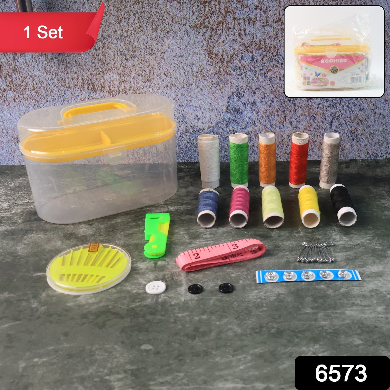 Double Layer Small & Portable Travel Sewing Kits Box Hand Work Sewing Box