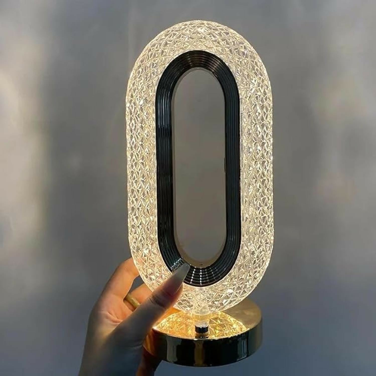 Luxury Crystal Touch Lamp with 3 Color Modes & Dimmable Brightness | Rechargeable LED Bedside Table Lamp for Bedroom, Living Room & Home Décor | Acrylic Diamond Pattern Night Lamp (Warm, Natural & Cool Light)