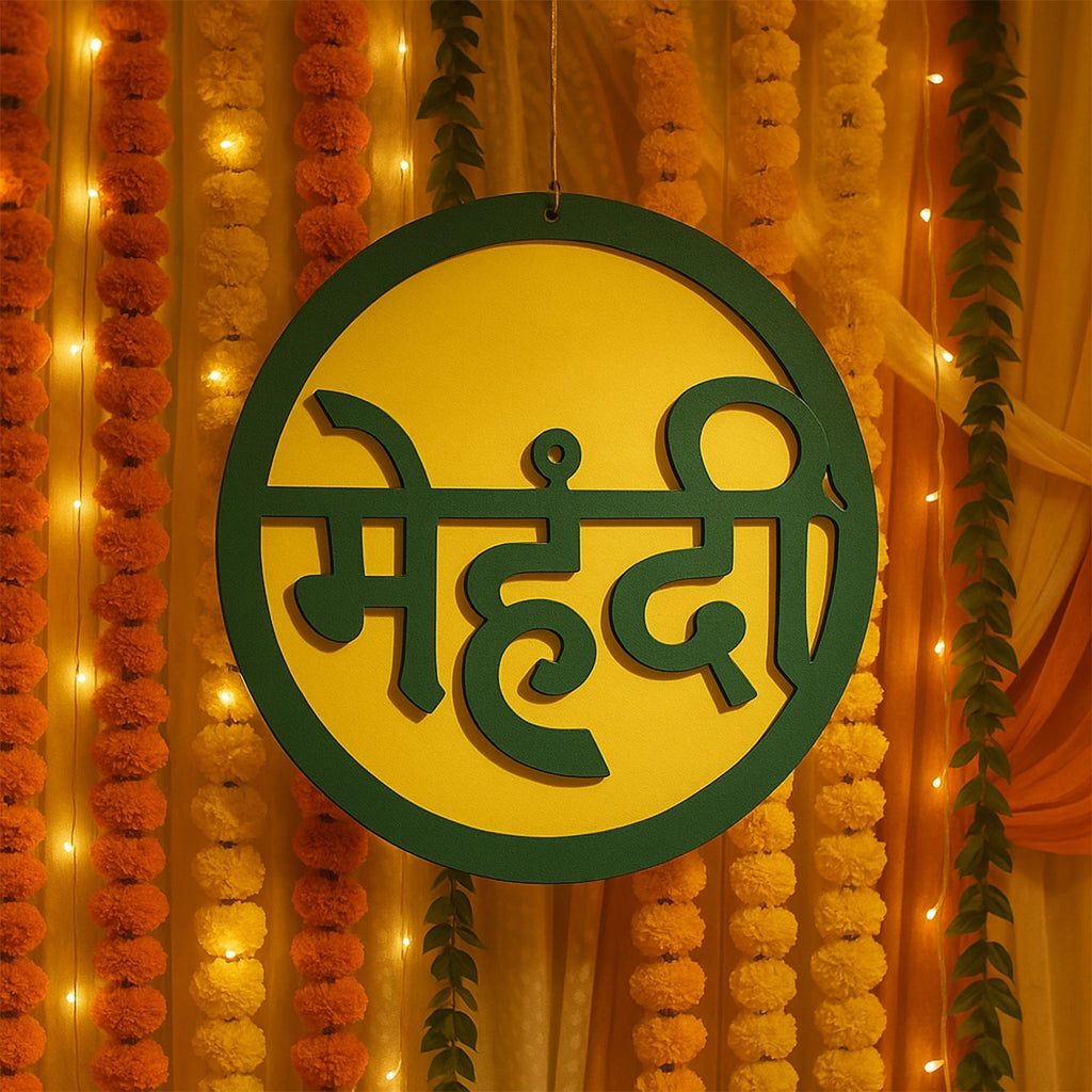 Mehndi Ceremony Wall Hanging / Backdrop Sign Name Plate (1 Pc)