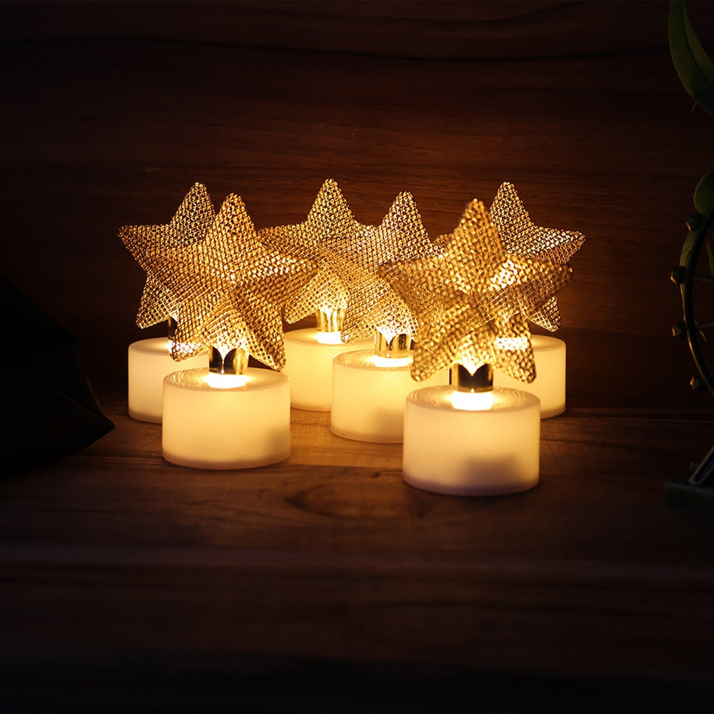 Set of 6 Decorative LED Star Candles