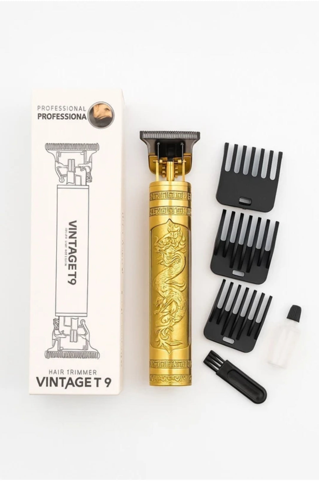 vintagee T9 Professional Hair Trimmer for Men | Cordless Rechargeable Beard & Hair Clipper Trimmer 120 min Runtime 5 Length Settings (Gold)